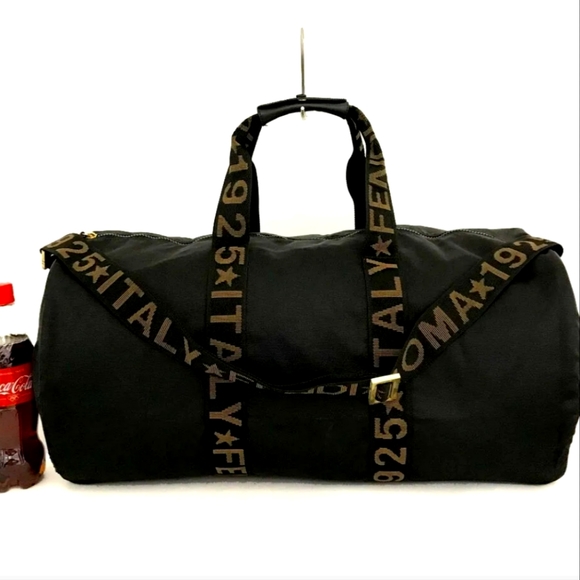 FENDI BLACK NYLON LEATHER 2 WAY TRAVEL HAND BAG/1A4261 - Picture 12 of 14